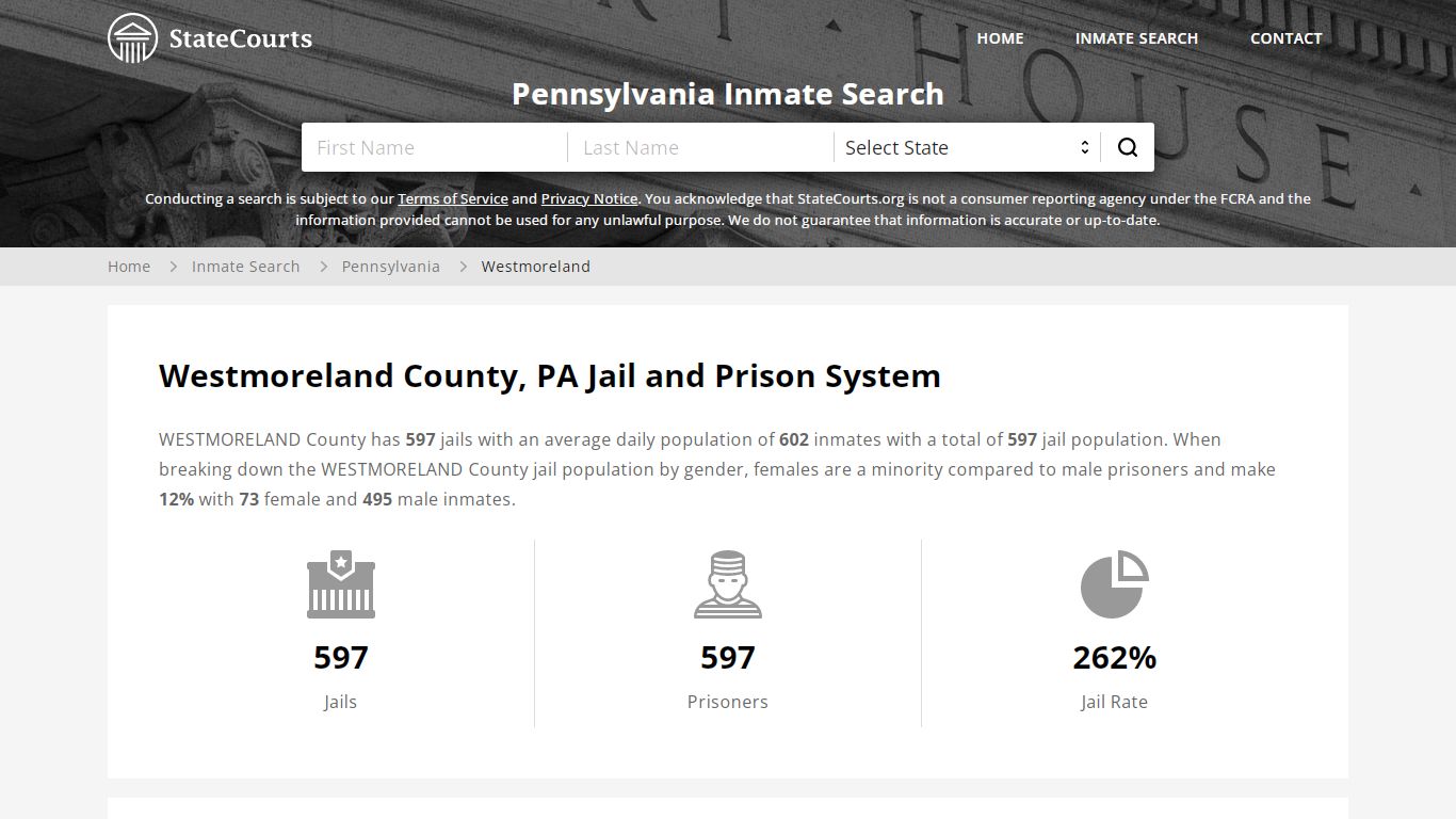 Westmoreland County, PA Inmate Search - StateCourts